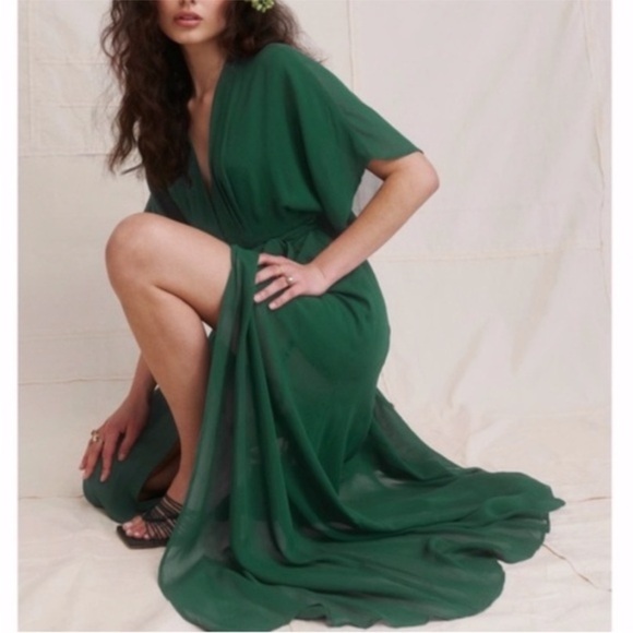 NEW Reformation Winslow Dress Emerald XS - Picture 11 of 17